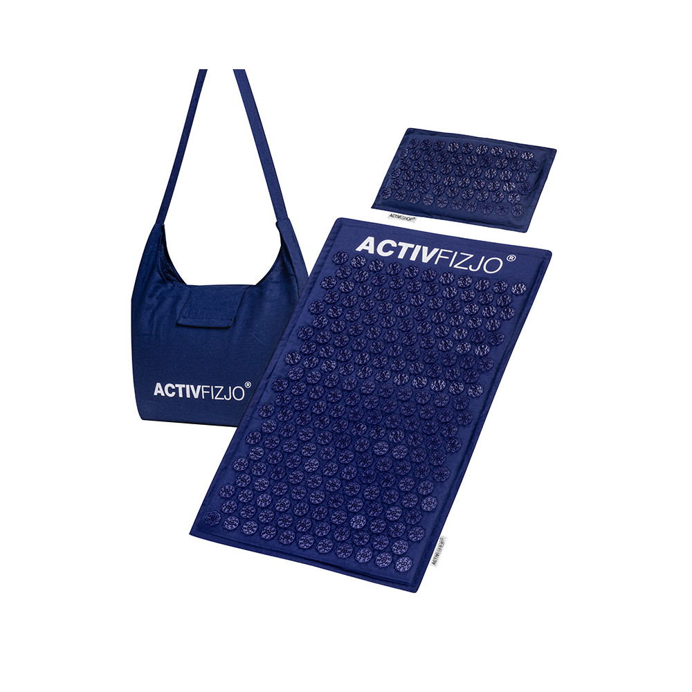 Mata do akupresury ActivFizjo premium natural granatowa z poduszką