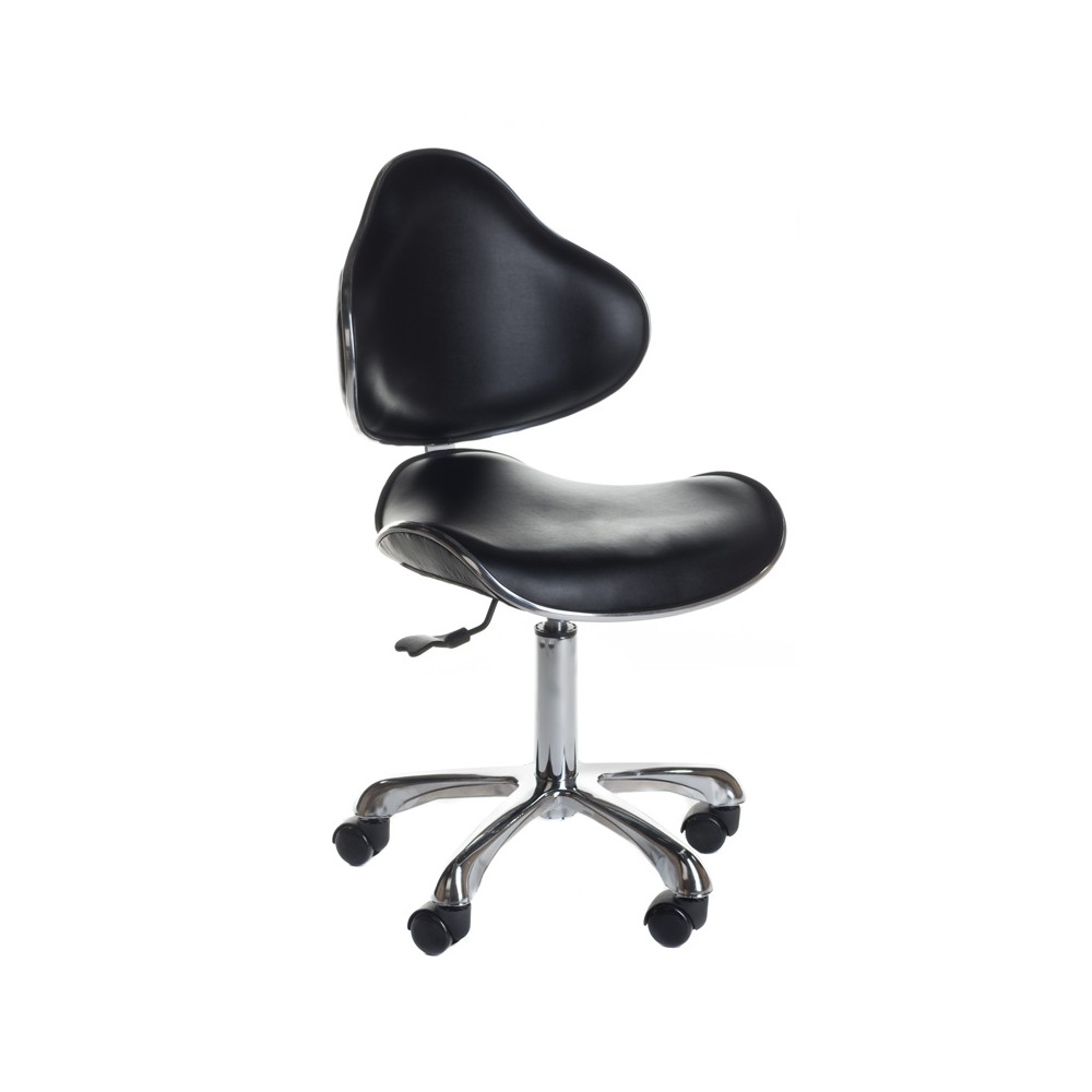 Taboret kosmetyczny z oparciem BD-9933 Czarny