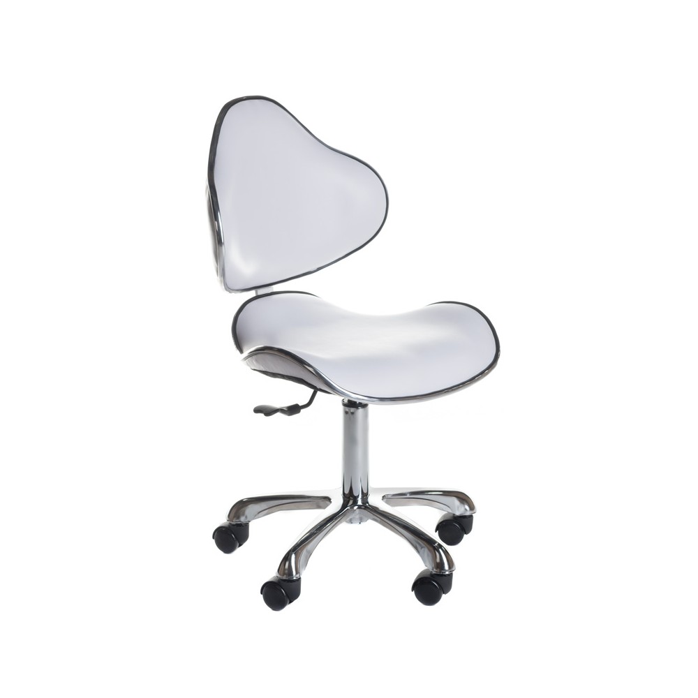 Taboret kosmetyczny z oparciem BD-9933 Biały