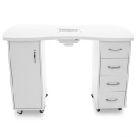 Biurko 2027 białe dwie szafki z pochłaniaczem 