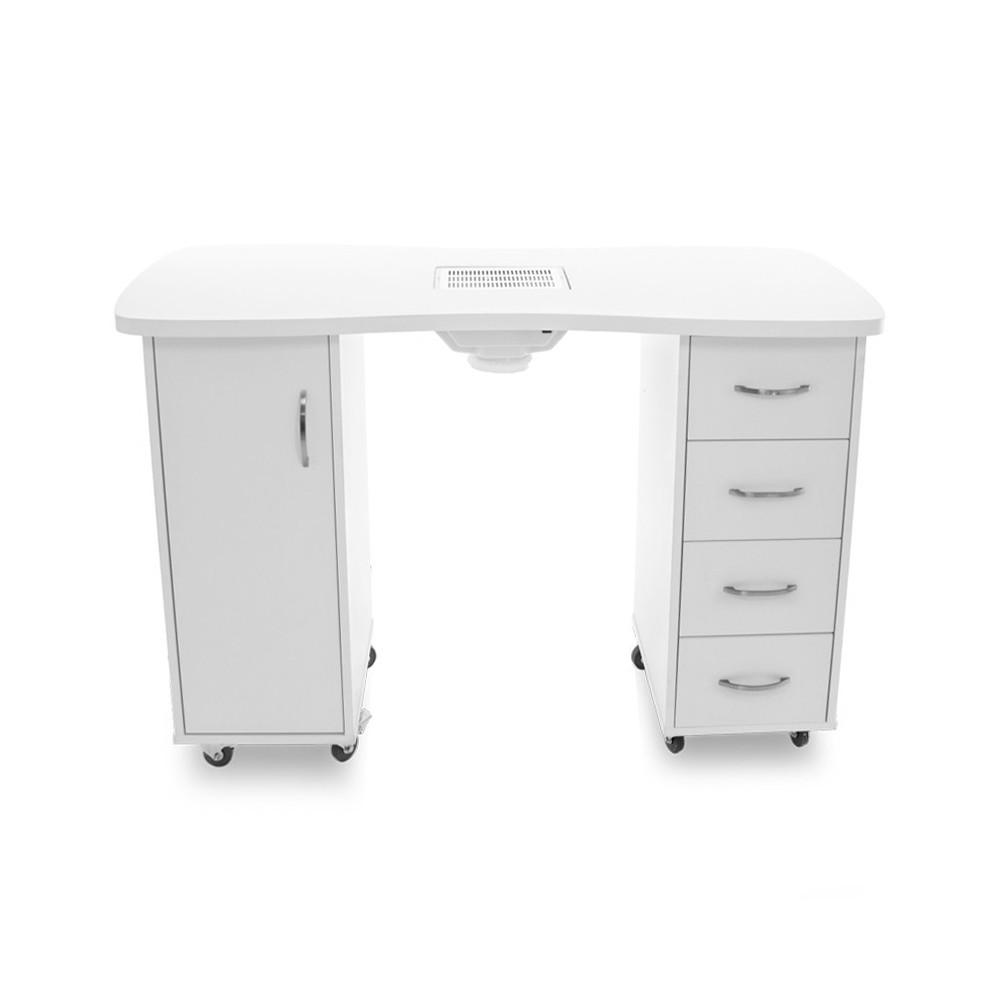 Biurko 2027 białe dwie szafki z pochłaniaczem 