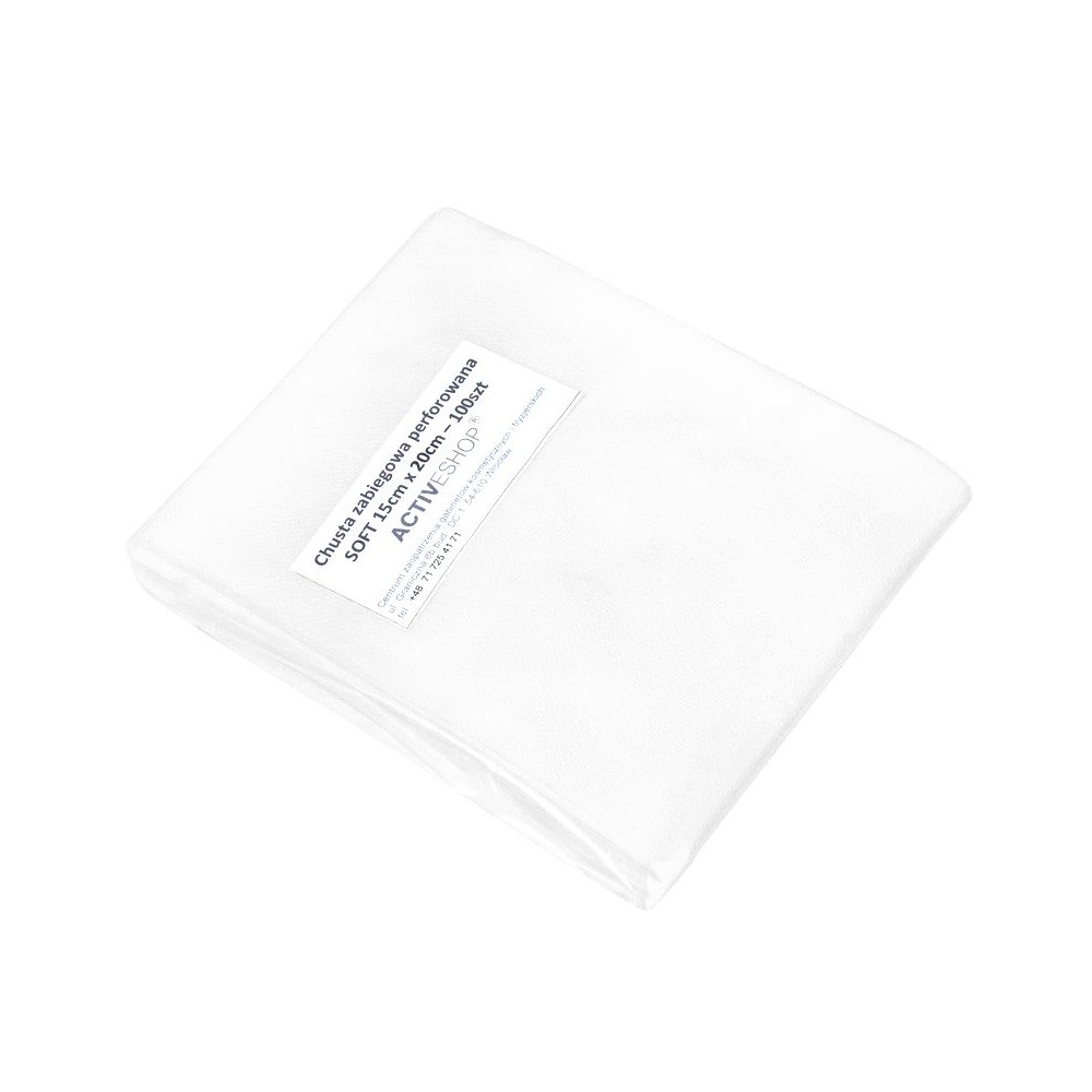 Jednorazowe chusty zabiegowe perforowane 100 szt. 15 x 20 cm białe