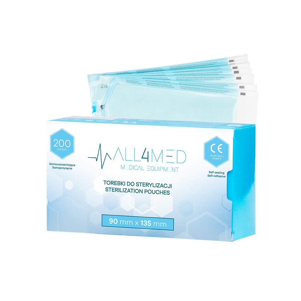 All4med torebki do sterylizacji w autoklawie 90 mm x 135 mm 200 szt.