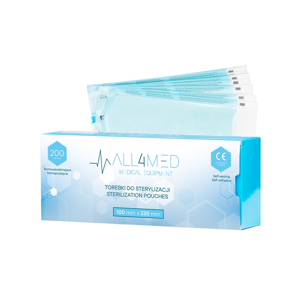 All4med torebki do sterylizacji w autoklawie 100 mm x 230 mm 200 szt.