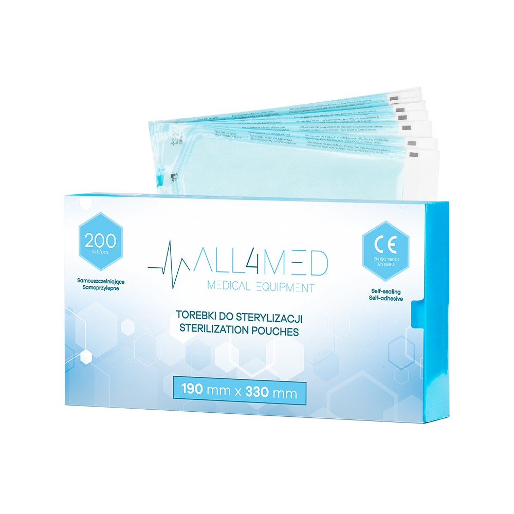 All4med torebki do sterylizacji w autoklawie 190 mm x 330 mm 200 szt.