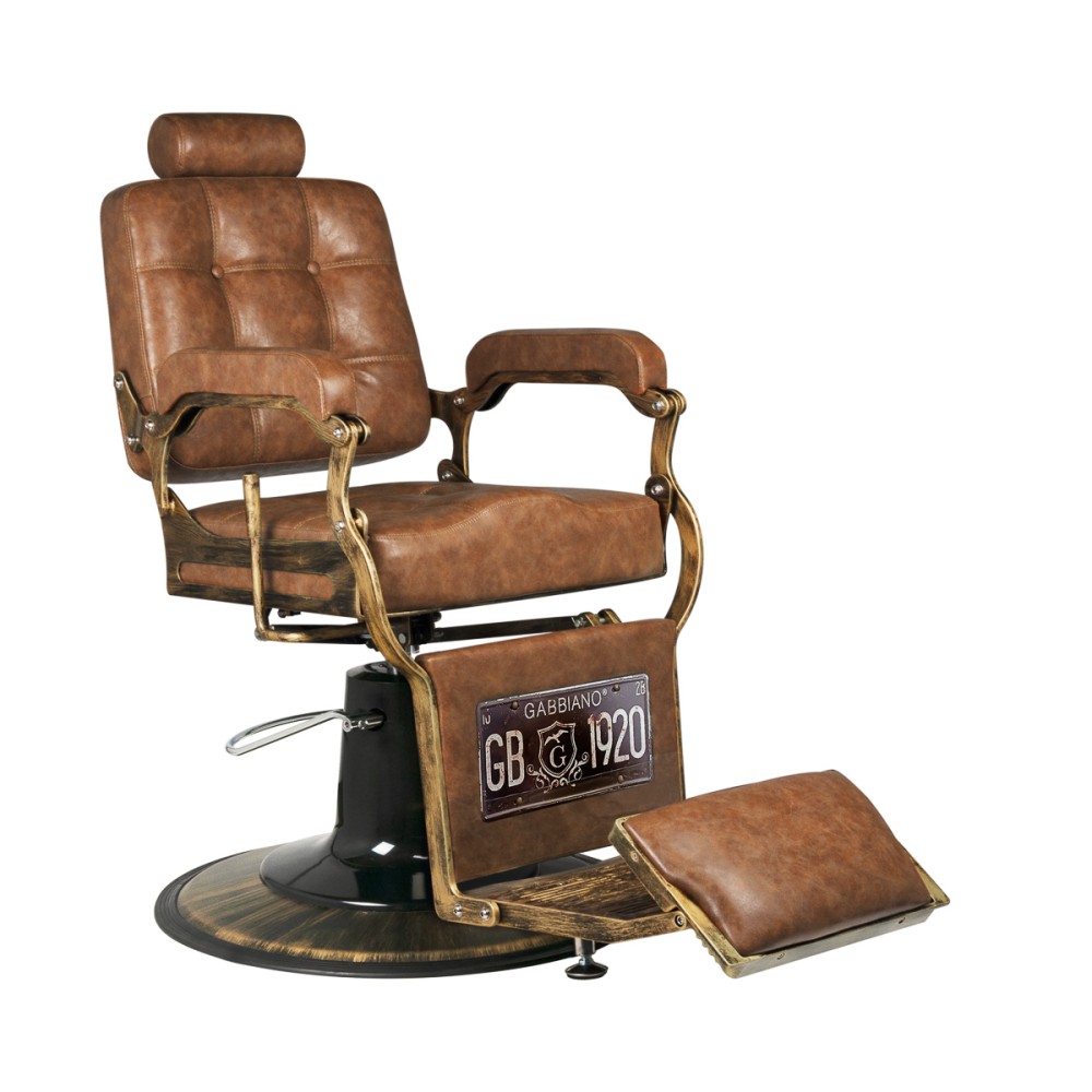 Fotel barberski Gabbiano Boss "Old Leather" jasnobrązowy