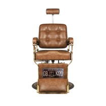 Fotel barberski Gabbiano Boss "Old Leather" jasnobrązowy