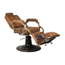 Fotel barberski Gabbiano Boss "Old Leather" jasnobrązowy