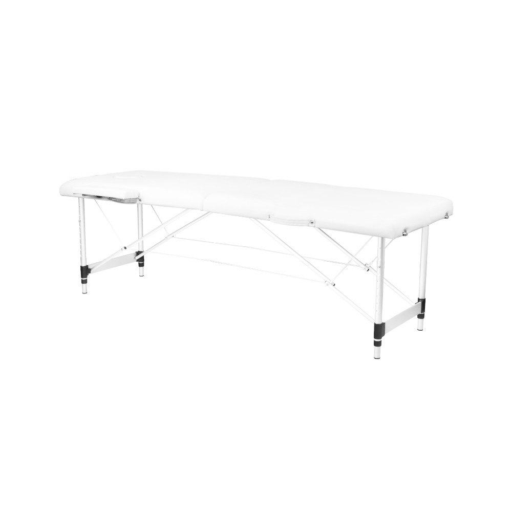 Stół składany do masażu aluminiowy komfort Activ Fizjo 2 segmentowe white 