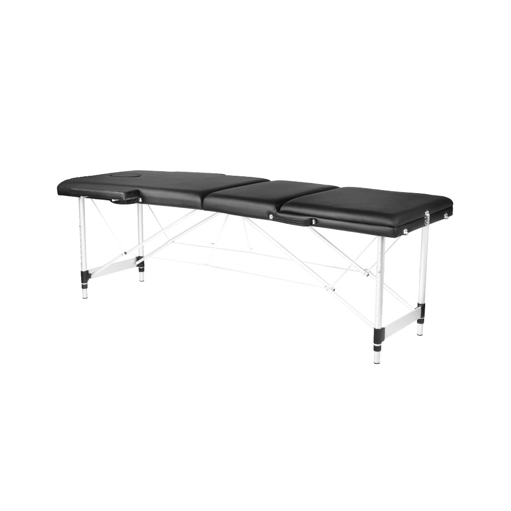 Stół składany do masażu aluminiowy komfort Activ Fizjo 3 segmentowy czarny 