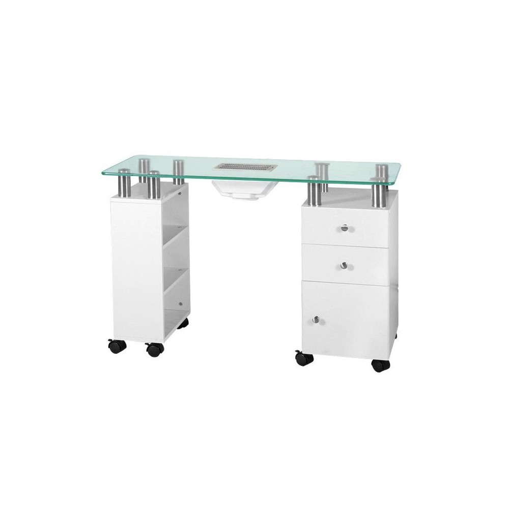 Biurko Glass z pochłaniaczem 013B białe