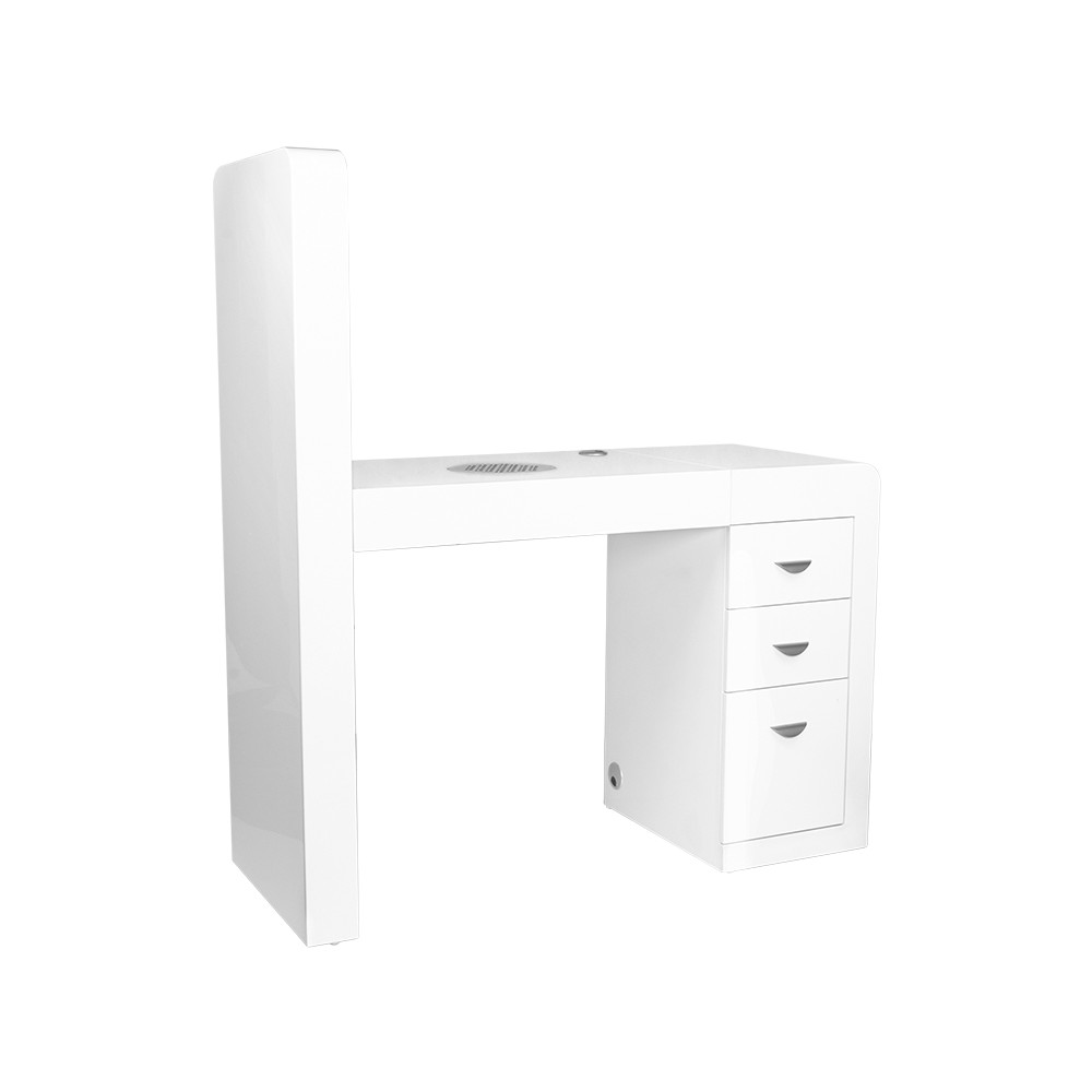 Biurko kosmetyczne 310 z pochłaniaczem kasetowym białe lewe