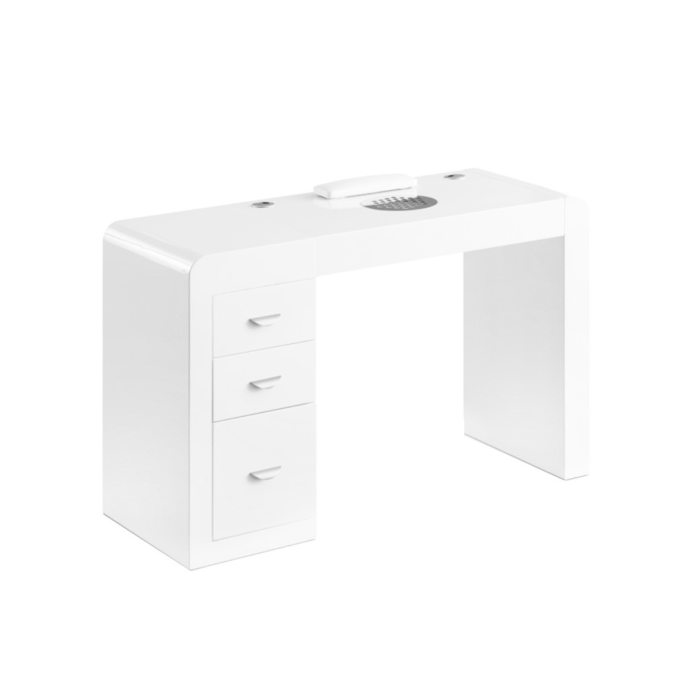 Biurko kosmetyczne 312 z pochłaniaczem kasetowym białe prawe