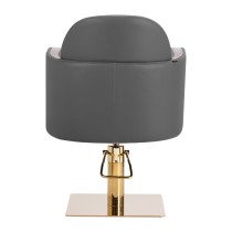 Fotel fryzjerski Gabbiano Malaga szary ze złotą podstawą