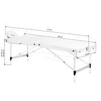 Balance stół składany do masażu aluminiowy 3 segmentowy biały