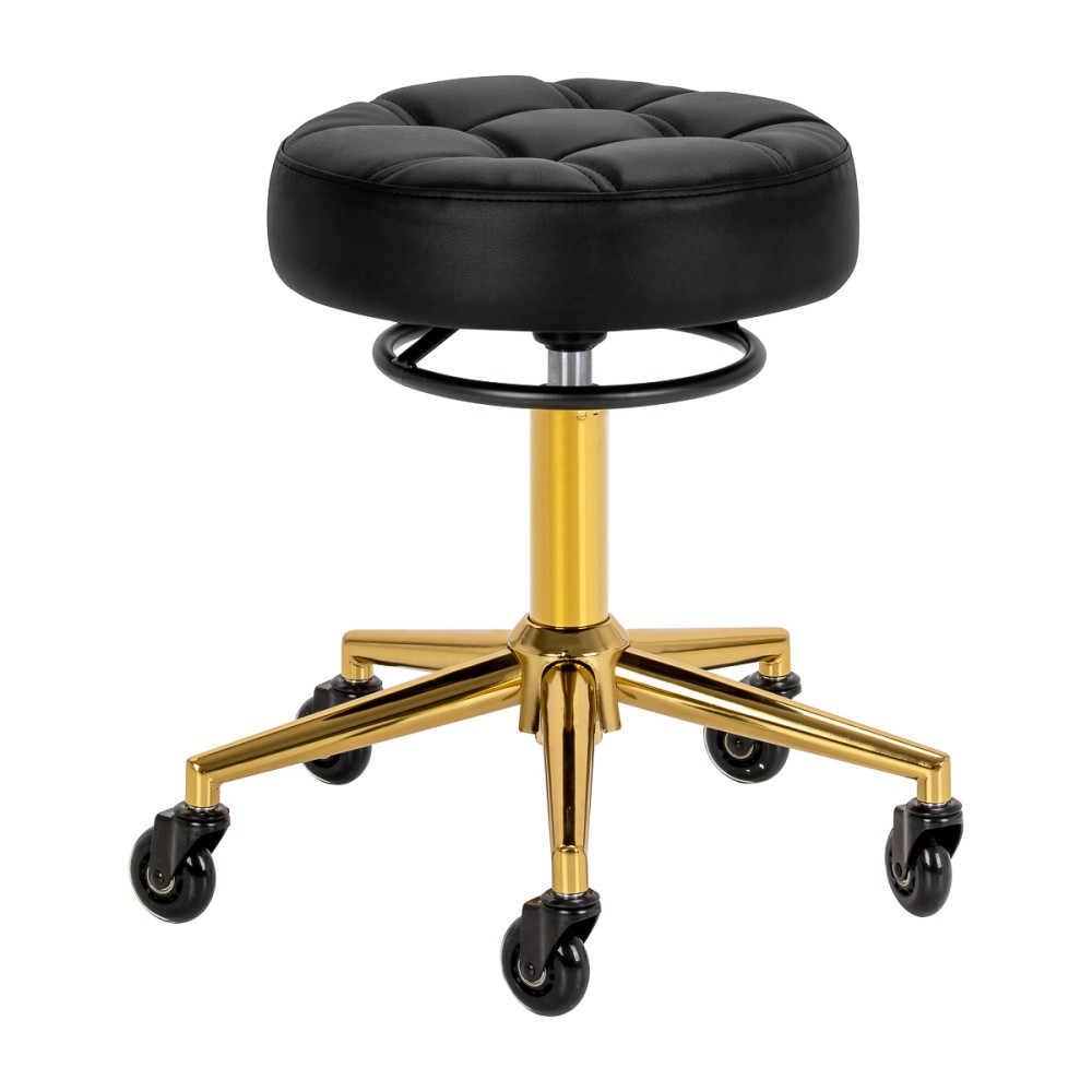 Taboret fryzjerski Gabbiano D054G czarno-złoty