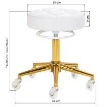 Taboret fryzjerski Gabbiano D054G biało-złoty