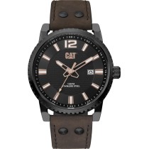 Zegarek stalowy CAT Utility 3H date - skórzany pasek