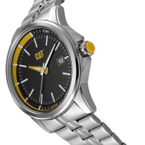 Zegarek stalowy CAT Slider 3H date BLK/YLW - stalowy pasek
