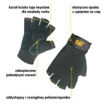 Rękawice robocze, skórzane bez palców, rozmiar XL CAT