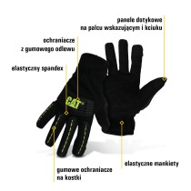 Rękawice robocze wzmocnione CAT Impact panele dotykowe rozmiar M