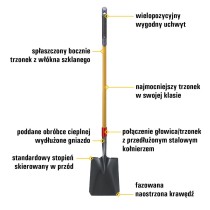 CAT Łopata J-Series Long Handle Square Point