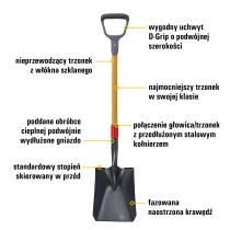 Łopata z szeroką łyżką CAT J-Series D-Handle Square Point