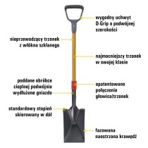 Szpadel prosty CAT J-Series D-Handle Garden Spade kuta głowica