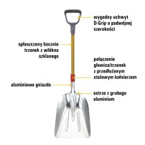 Szufla aluminiowa do ładowania CAT DH8 34cm węgiel śnieg