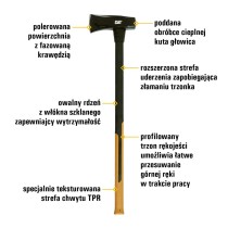 Siekiera z hartowanym ostrzem CAT J-Series 6lb - 3kg