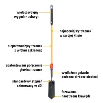Szpadel drenarski ostry CAT  K-Series 4" Trench - 10cm hartowana głowica