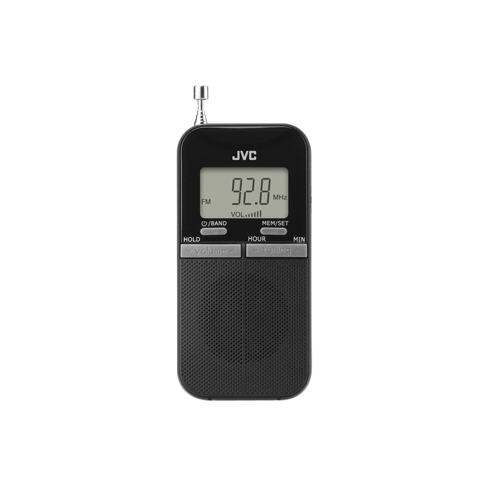 Przenośne radio JVC RA-E411B czarne ultralekkie 80g Tuner AM/FM