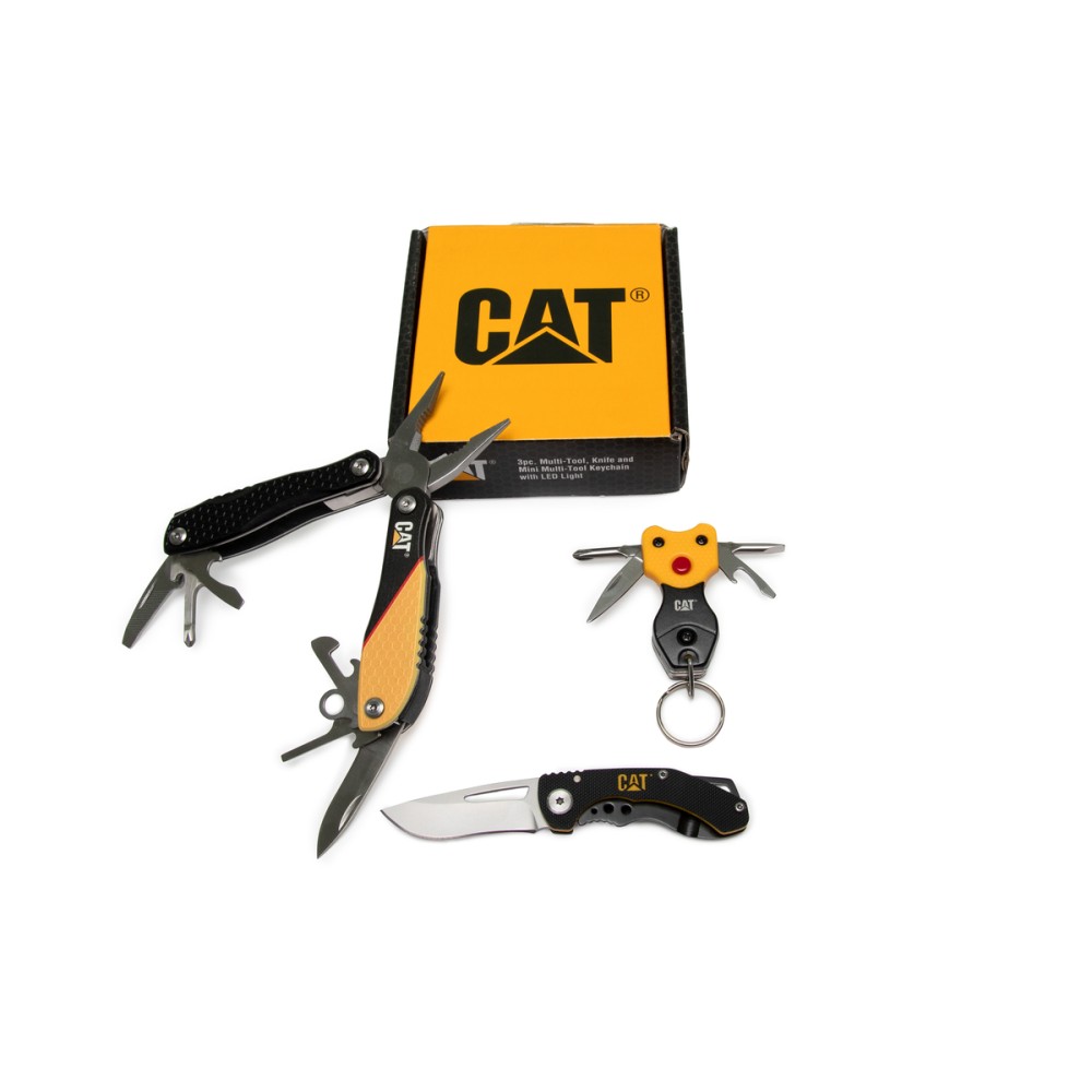 CAT Zestaw Mini 3 szt. MultiTool 12w1, Nóż i Brelok 7w1