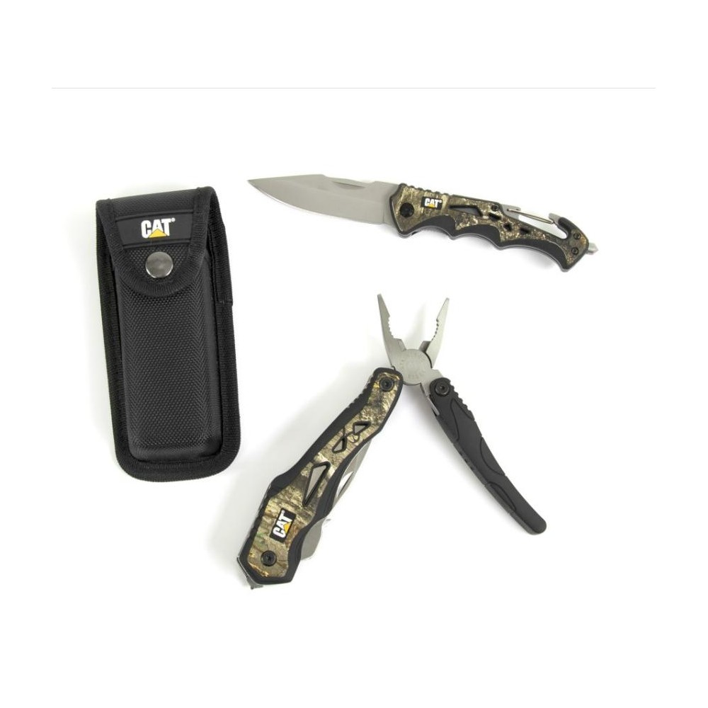 Zestaw Multitool 8w1 + nóż składany CAT Real Tree Camo